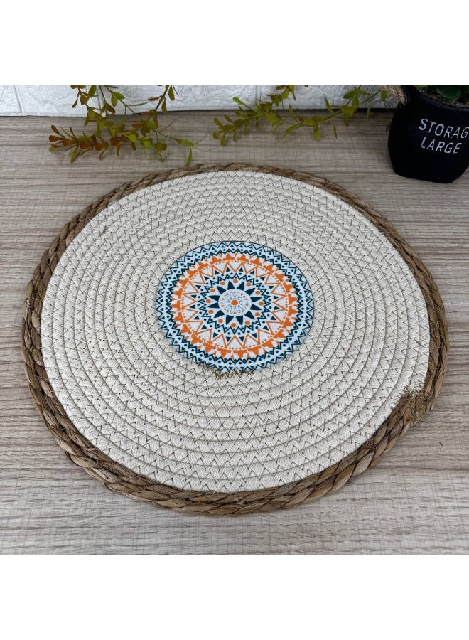 NAMA Round Shaped Eco-Friendly Mandala Pot Trivets Large Braided Woven Trivet Coaster, Cotton Thread Weave Cup Coaster Hot Pot Dish Trivet Pad Mat for Kitchen Cooking Supplies 35 CM - Image 2